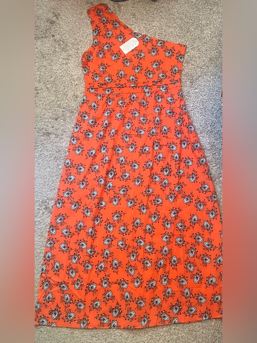 One-Shoulder Orange Floral Maxi Dress - Picture 1 of 2